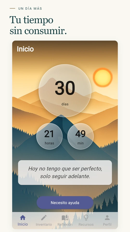 Inicio con contador de días sin consumir