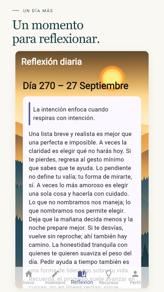 Reflexión diaria con un texto para dedicarte un momento